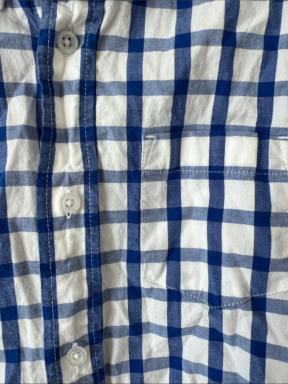 3/$15 Crewcuts Boys Blue White Gingham Check Long Sleeve Button Down Shirt 6-7